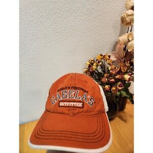 Cabela's Orange White Embroidered Cap‎ Adjustable Hat Outdoor Gear